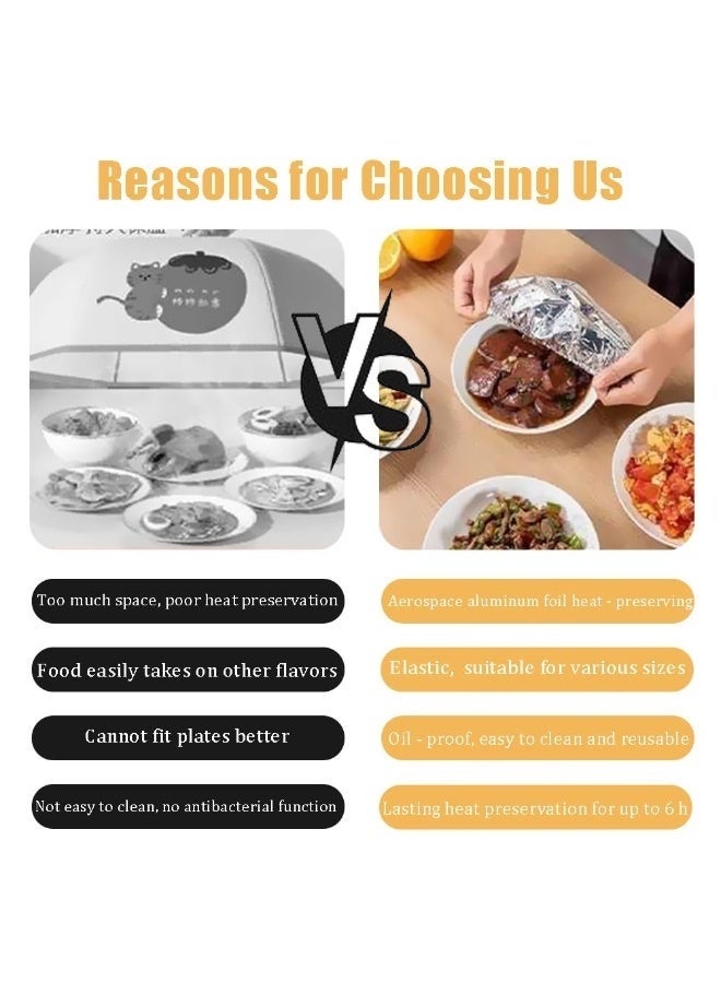 Forest Home 30Pcs Repeatable Aluminium Foil Film Insulation Cover,Aluminum Foil Food Covers,Kitchen Fresh-Keeping Insulation Film,Fruit Cling Wra,Reusable Elastic Bowl Covers - Image 5